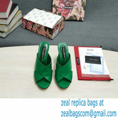 Dolce & Gabbana Heel 11cm Mules Calfskin Green with Geometric Heel 2022 - Click Image to Close